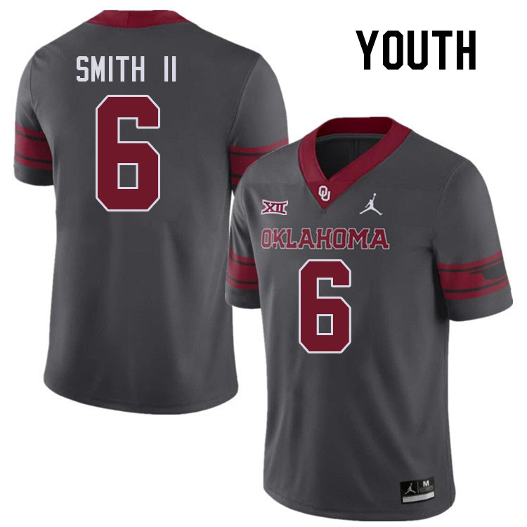 Youth #6 Nigel Smith II Oklahoma Sooners College Football Jerseys Stitched-Charcoal